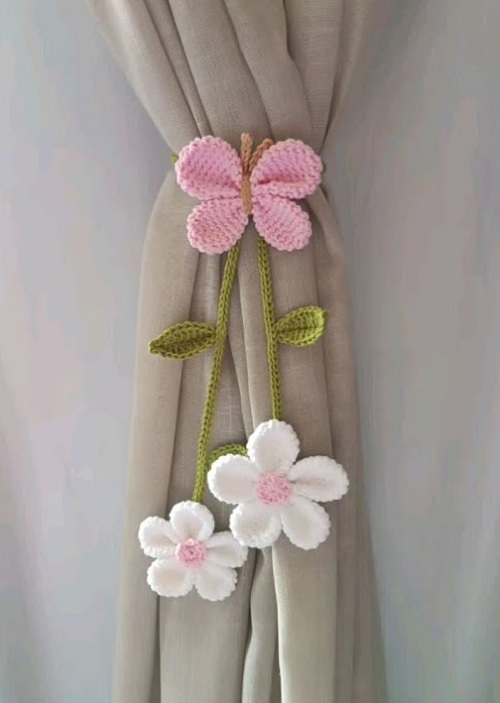Crochet Butterfly Curtain Tie Backs