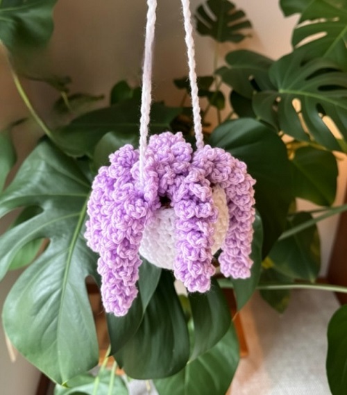 crochet wisteria hanging plant