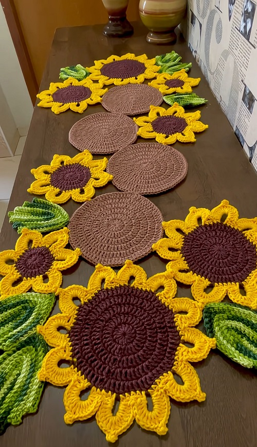 Sunflower Crochet Table Runner