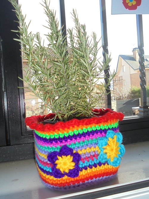 Crochet Flower Pot Cover Pattern Tutorial