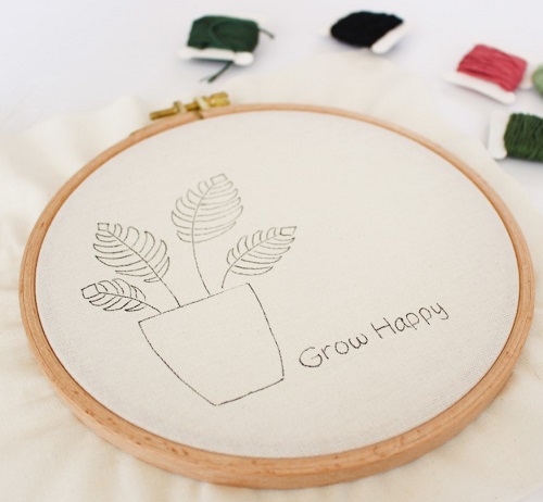 embroidery hoop Draw a Simple Plant Design