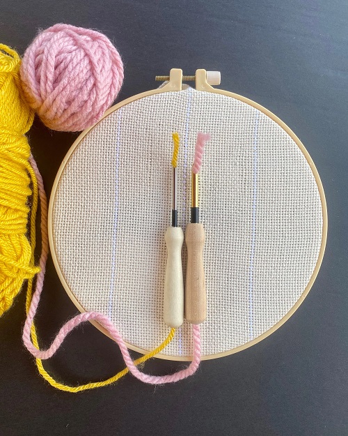 punch needle with fabric