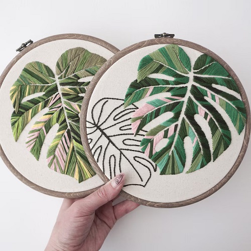 Monstera Leaf Embroidery Pattern Tutorial