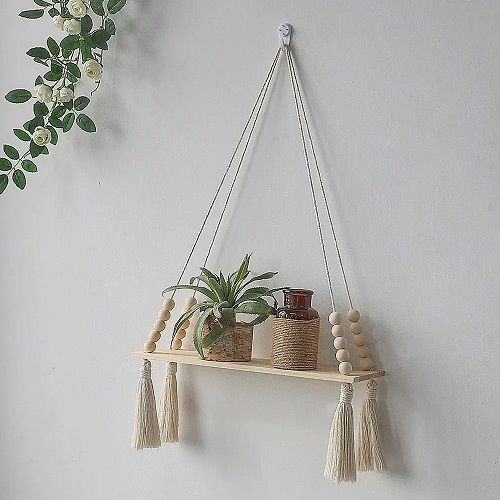 macrame hanging plant shelf pattern 1