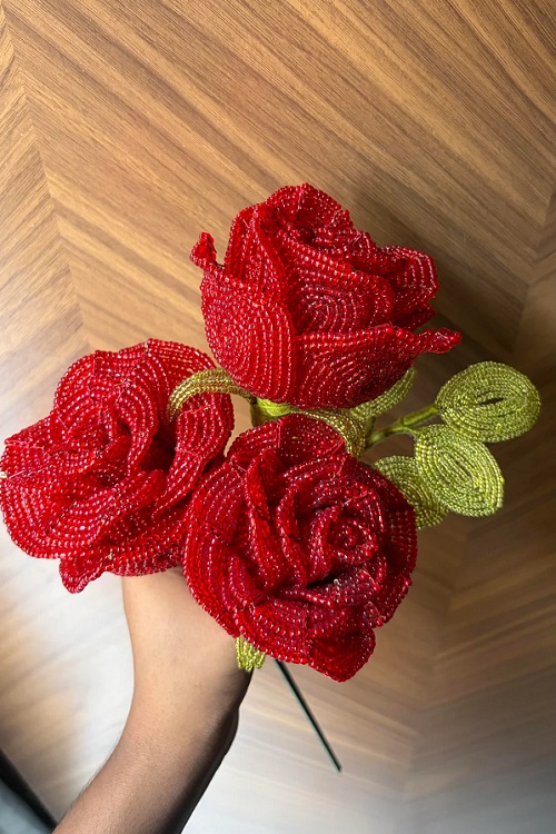 Beaded Rose Flower Pattern Tutorial