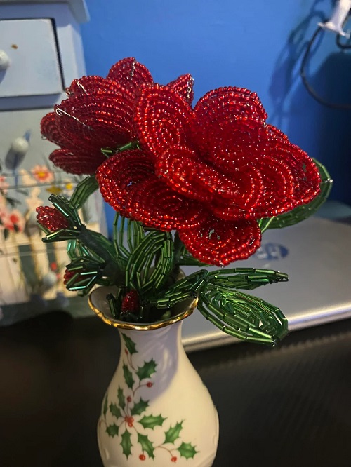 Beaded Rose Flower 
