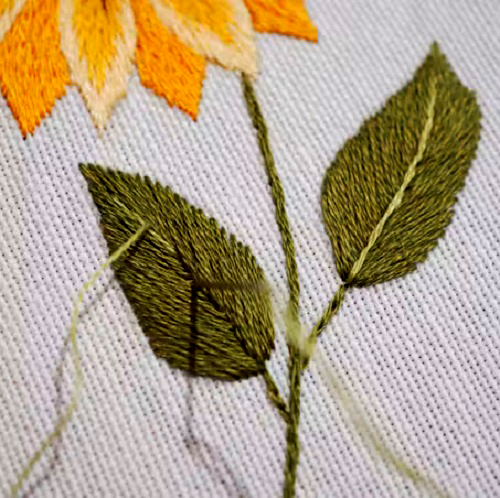 Stitch the stems and leaves
